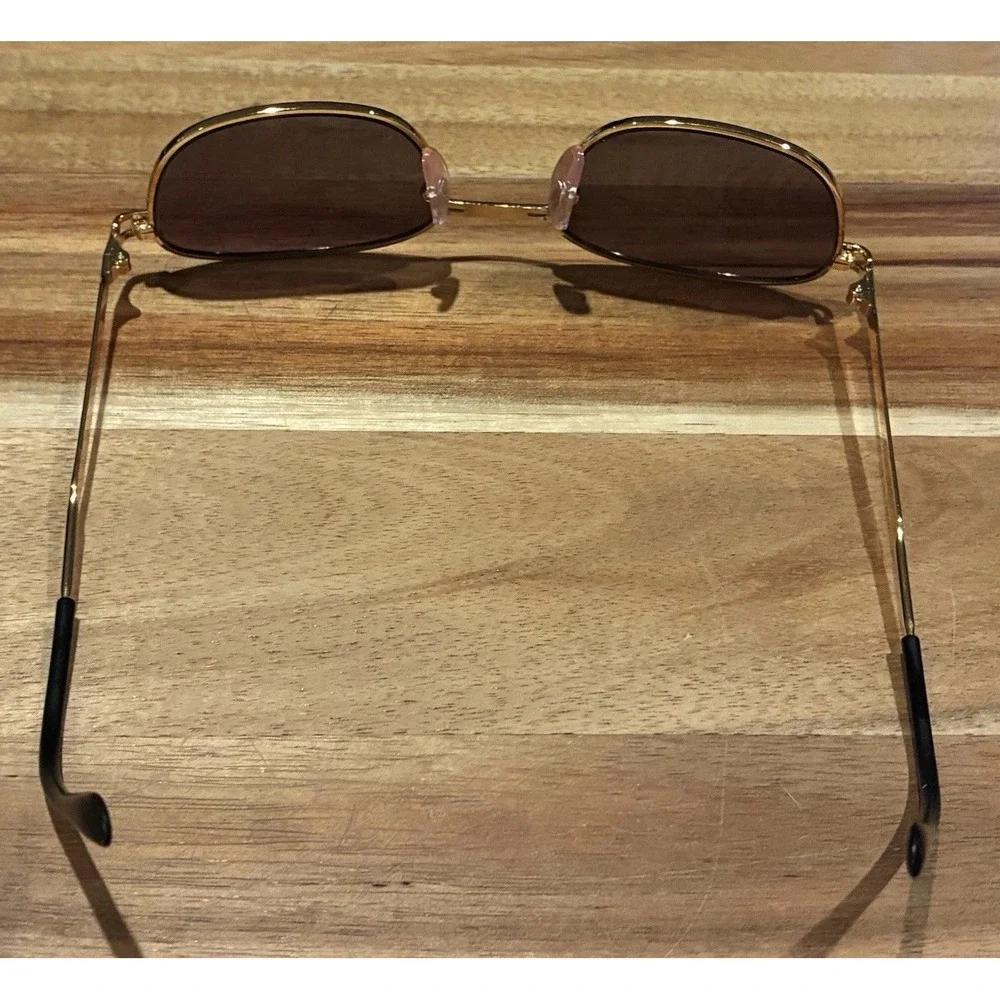 Rocco Made in Italy Gold Brown Sunglasses Retro 90s Y2K Quiet Luxury Unisex NIB
